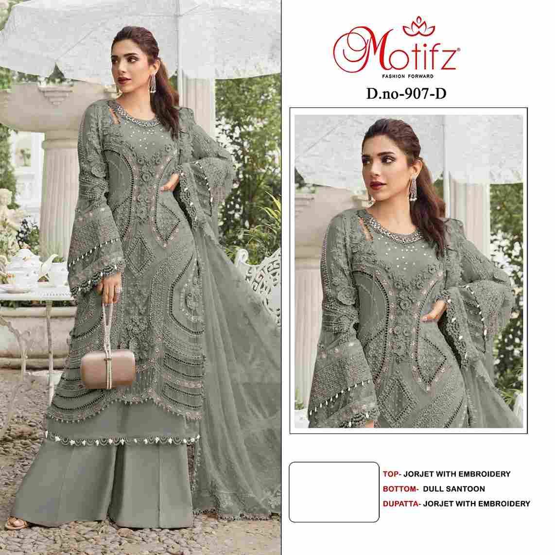 Motifz Hit Design 907 Colours By Motifz 907-A To 907-D Series Beautiful Pakistani Suits Colorful Stylish Fancy Casual Wear & Ethnic Wear Georgette Dresses At Wholesale Price