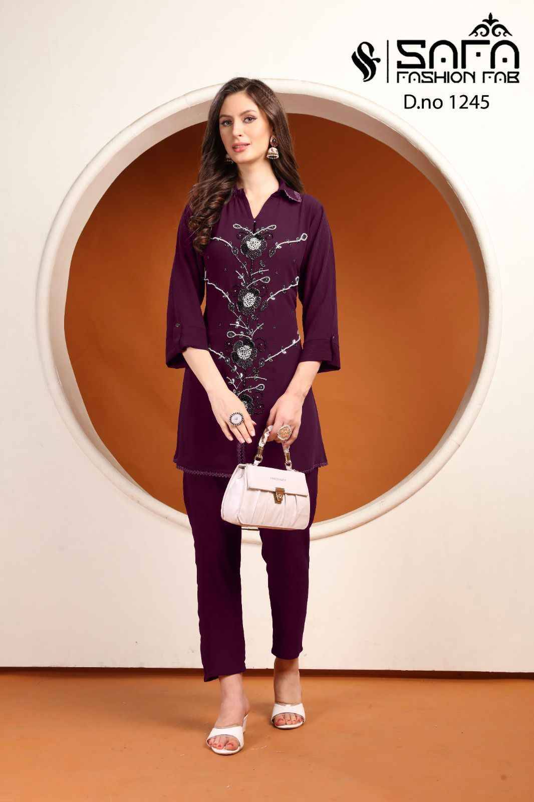 Safa 1245 Colours By Safa Fashion 1245-A To 1245-C Series Designer Pakistani Suits Collection Beautiful Stylish Fancy Colorful Party Wear & Occasional Wear Fancy Kurtis With Bottom At Wholesale Price