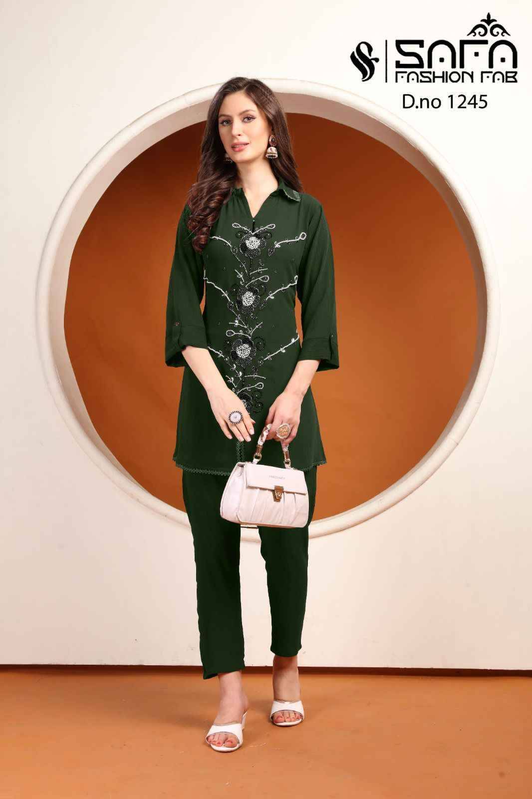 Safa 1245 Colours By Safa Fashion 1245-A To 1245-C Series Designer Pakistani Suits Collection Beautiful Stylish Fancy Colorful Party Wear & Occasional Wear Fancy Kurtis With Bottom At Wholesale Price