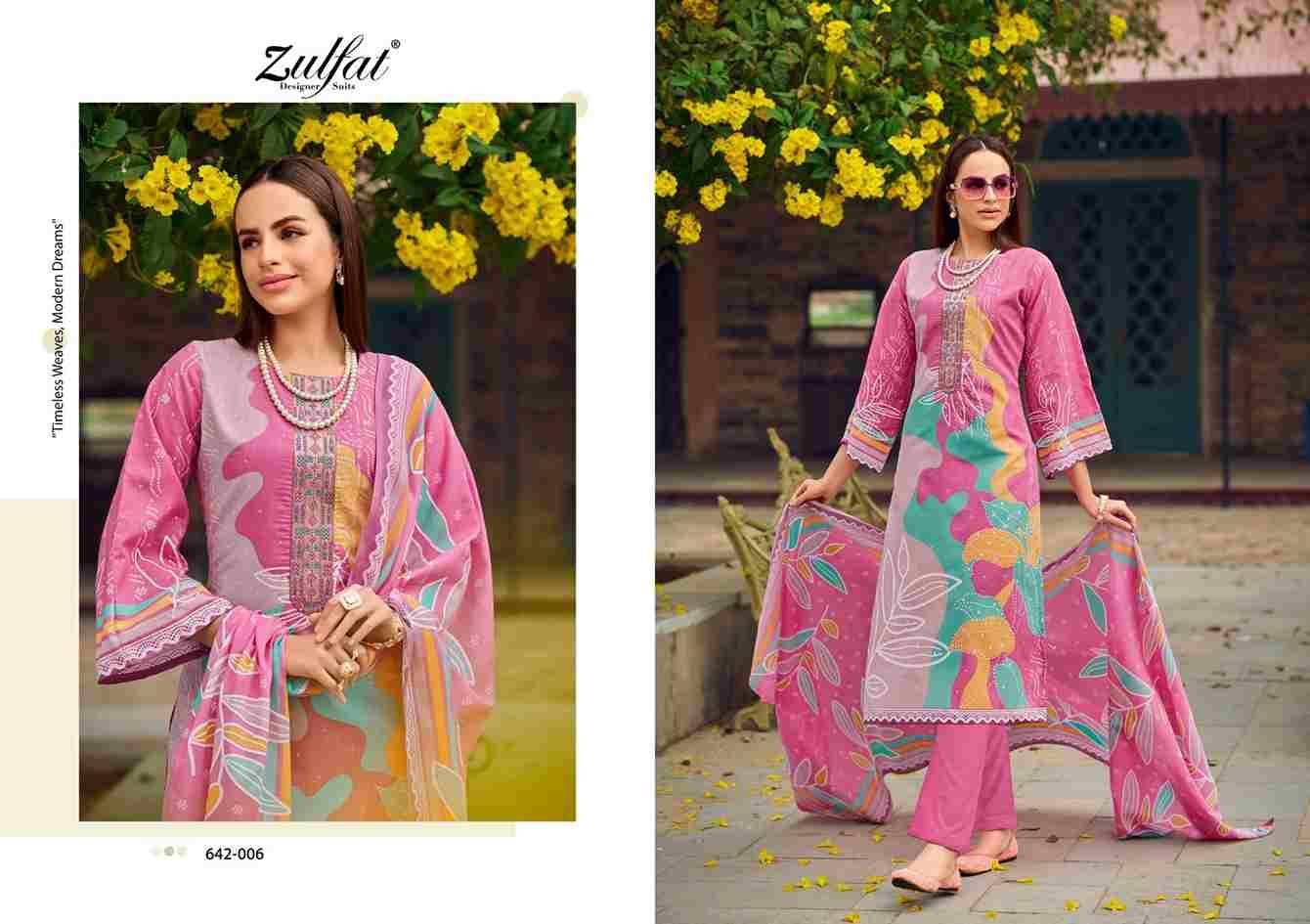 Farah By Zulfat 642-001 To 642-006 Series Beautiful Festive Suits Colorful Stylish Fancy Casual Wear & Ethnic Wear Pure Cotton Print Dresses At Wholesale Price