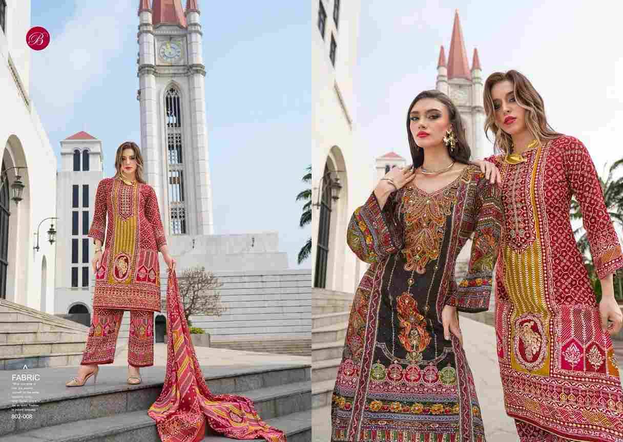 Shaheen Vol-4 By Belliza 802-001 To 802-008 Series Beautiful Festive Suits Stylish Fancy Colorful Casual Wear & Ethnic Wear Pure Viscose Rayon Print Dresses At Wholesale Price