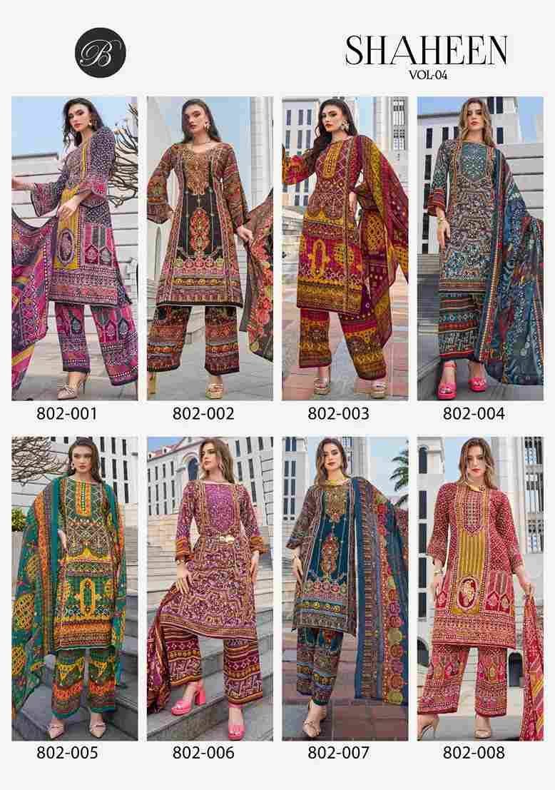 Shaheen Vol-4 By Belliza 802-001 To 802-008 Series Beautiful Festive Suits Stylish Fancy Colorful Casual Wear & Ethnic Wear Pure Viscose Rayon Print Dresses At Wholesale Price