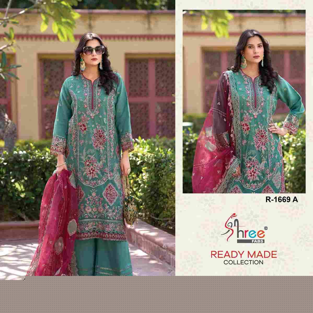 Shree Fabs Hit Design R-1669 Colours By Shree Fabs R-1669-A To R-1669-D Series Beautiful Pakistani Suits Stylish Fancy Colorful Party Wear & Occasional Wear Organza Embroidered Dresses At Wholesale Price