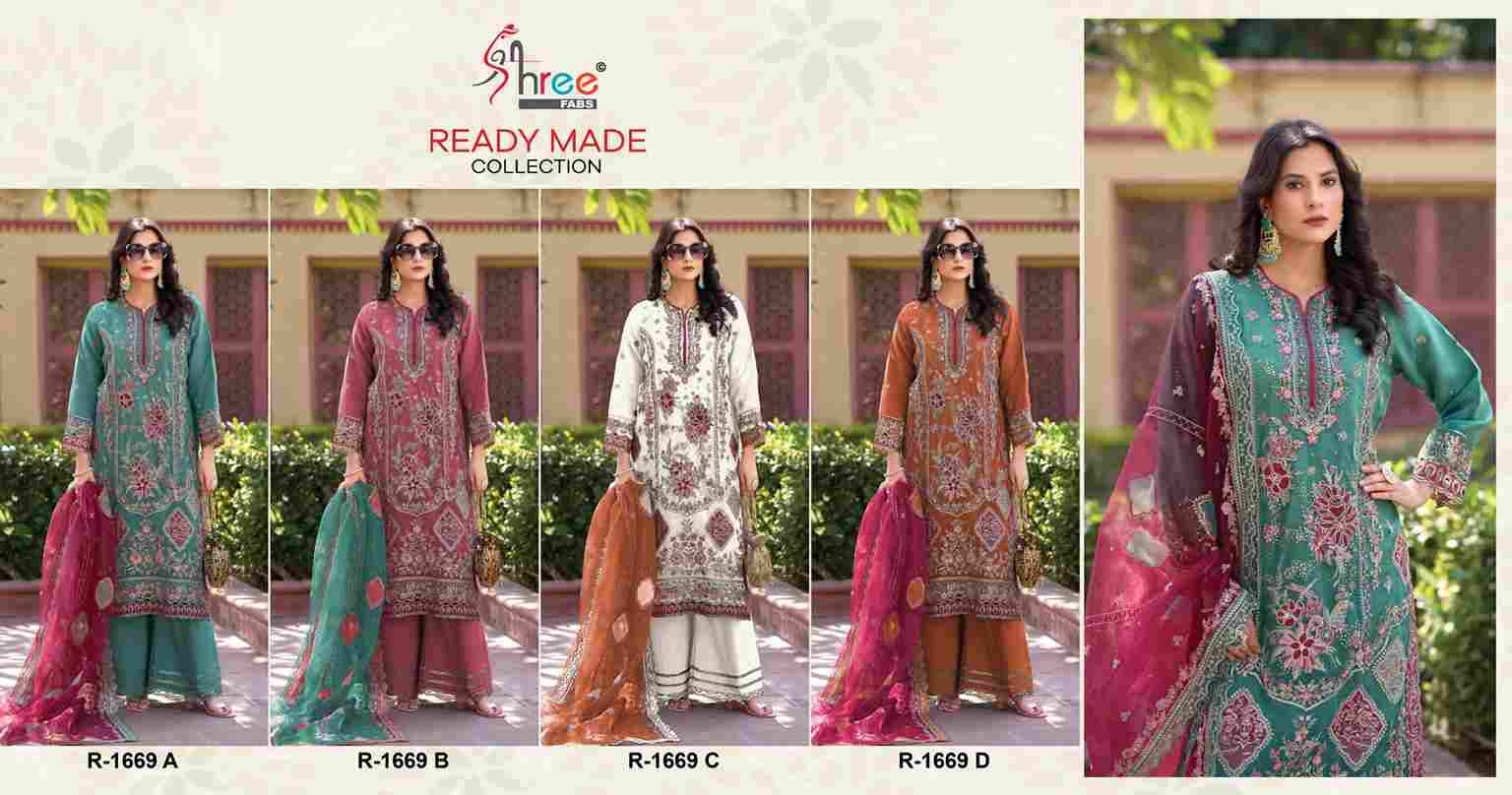 Shree Fabs Hit Design R-1669 Colours By Shree Fabs R-1669-A To R-1669-D Series Beautiful Pakistani Suits Stylish Fancy Colorful Party Wear & Occasional Wear Organza Embroidered Dresses At Wholesale Price