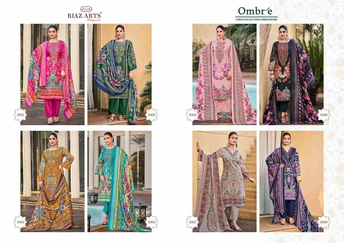 Ombre By Riaz Arts 1001 To 1008 Series Beautiful Festive Suits Stylish Fancy Colorful Casual Wear & Ethnic Wear Pure Cambric Lawn Print Dresses At Wholesale Price