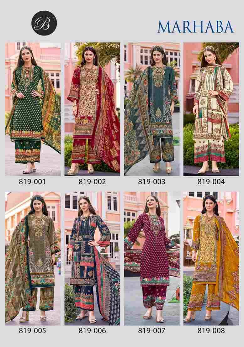 Marhaba By Belliza 819-001 To 819-008 Series Beautiful Festive Suits Stylish Fancy Colorful Casual Wear & Ethnic Wear Pure Crepe Print Dresses At Wholesale Price
