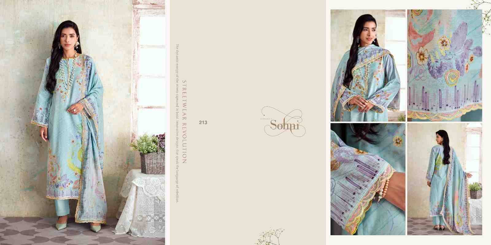 Spring By Sohni 211 To 214 Series Beautiful Suits Colorful Stylish Fancy Casual Wear & Ethnic Wear Pure Linen Digital Print Dresses At Wholesale Price
