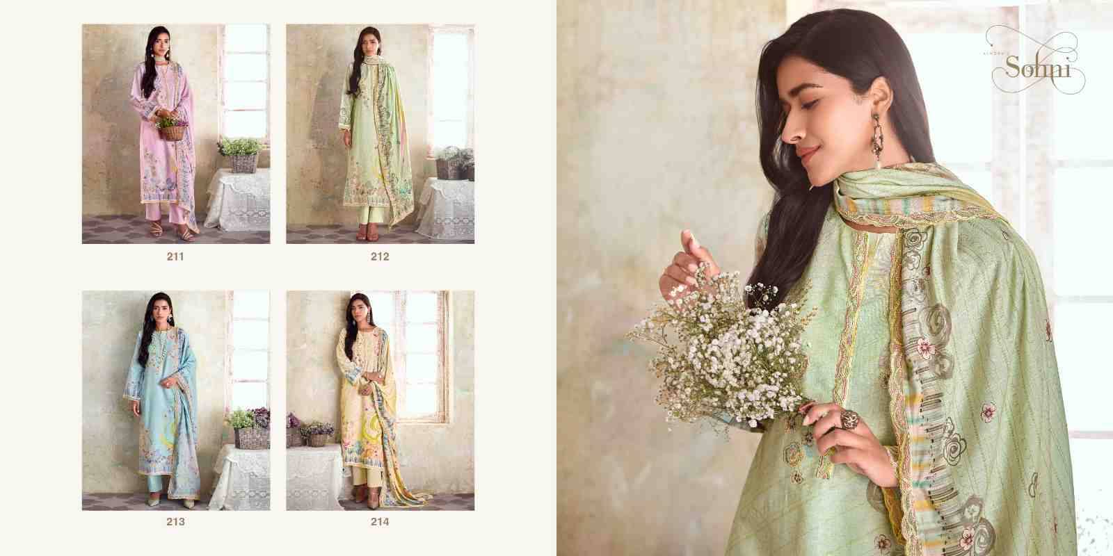 Spring By Sohni 211 To 214 Series Beautiful Suits Colorful Stylish Fancy Casual Wear & Ethnic Wear Pure Linen Digital Print Dresses At Wholesale Price