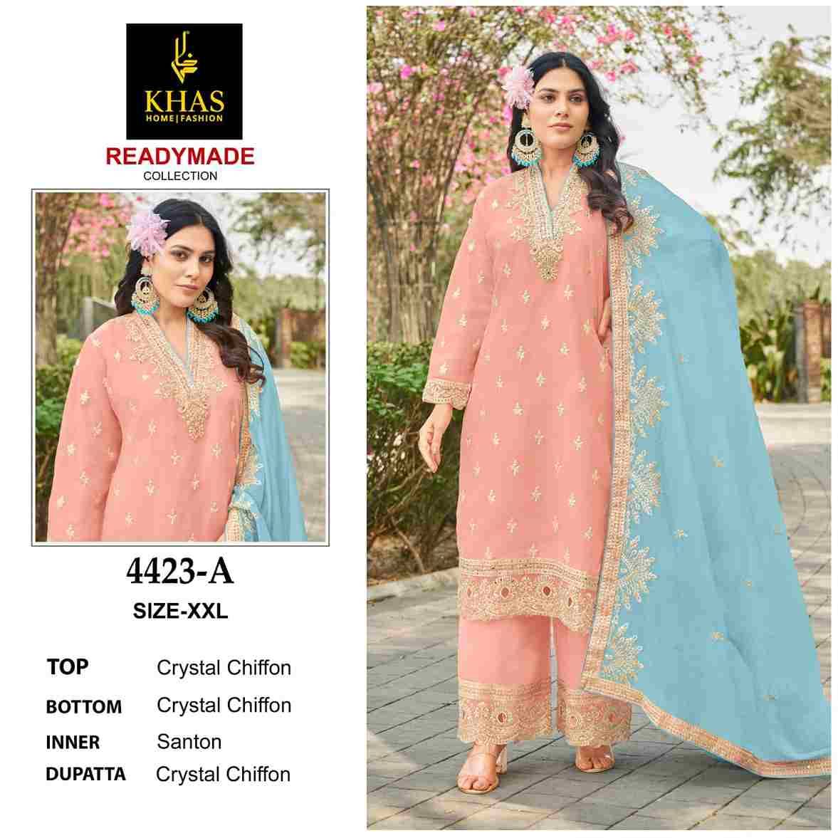 Khas 4423 Colours By Khas 4423-A To 4423-B Series Beautiful Pakistani Suits Colorful Stylish Fancy Casual Wear & Ethnic Wear Chiffon Embroidered Dresses At Wholesale Price
