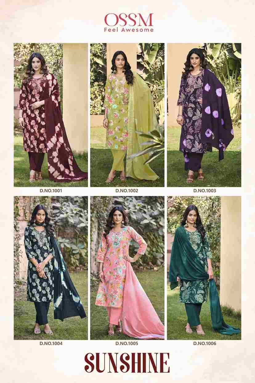 Sunshine By Ossm 1001 To 1006 Series Beautiful Stylish Festive Suits Fancy Colorful Casual Wear & Ethnic Wear & Ready To Wear Cotton Flex Dresses At Wholesale Price