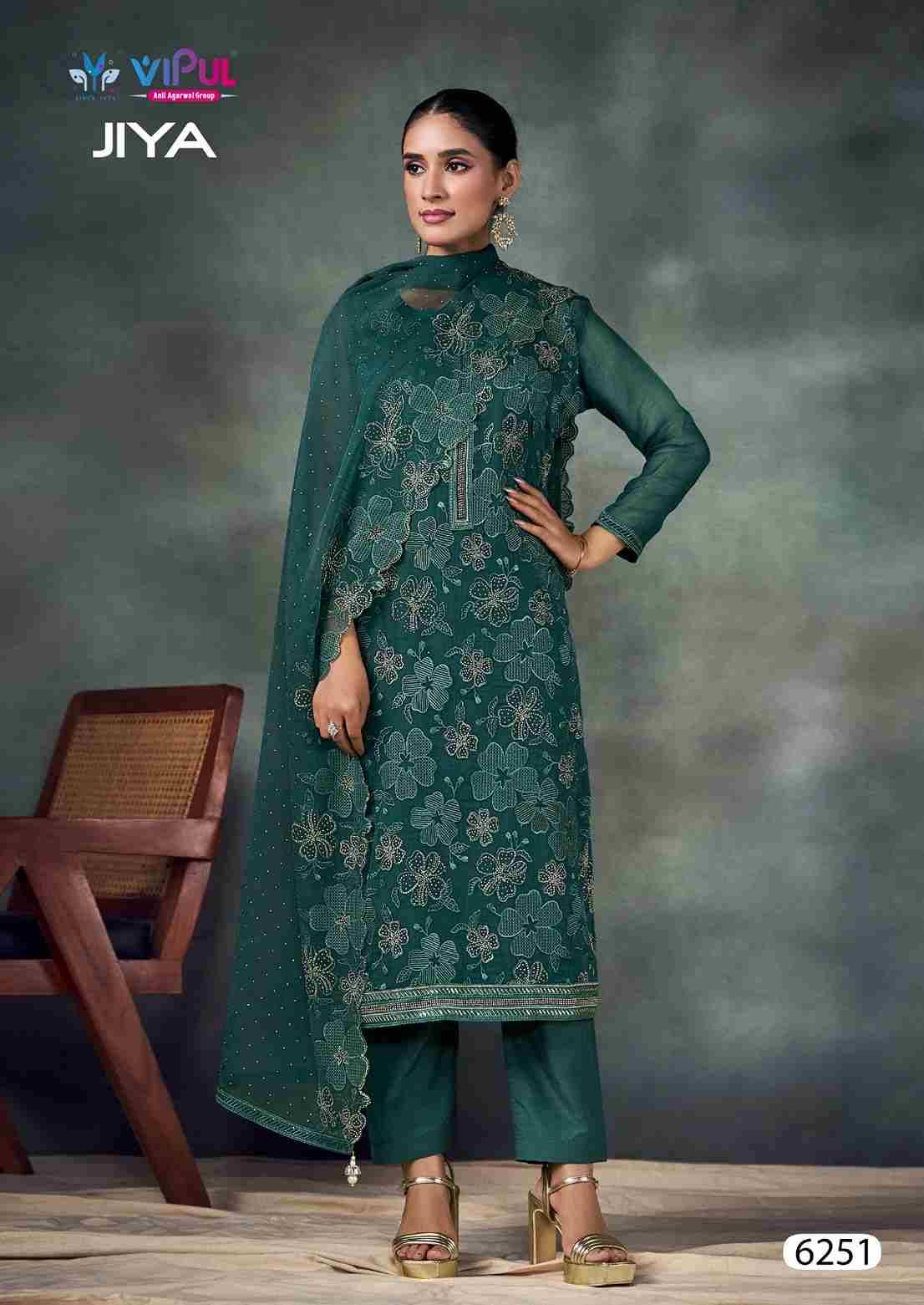 Jiya By Vipul Fashion 6251 To 6256 Series Designer Festive Suits Beautiful Fancy Stylish Colorful Party Wear & Occasional Wear Chiffon Embroidered Dresses At Wholesale Price