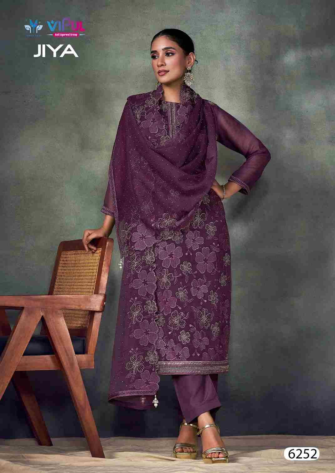 Jiya By Vipul Fashion 6251 To 6256 Series Designer Festive Suits Beautiful Fancy Stylish Colorful Party Wear & Occasional Wear Chiffon Embroidered Dresses At Wholesale Price