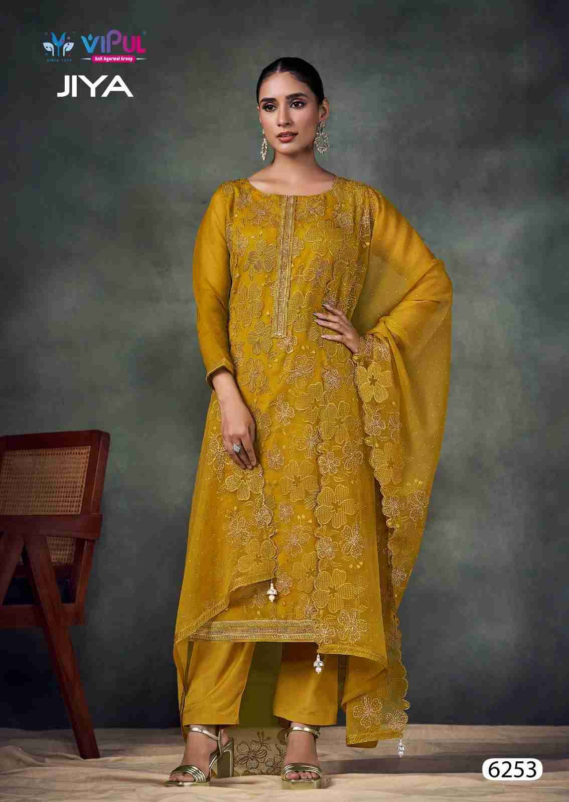 Jiya By Vipul Fashion 6251 To 6256 Series Designer Festive Suits Beautiful Fancy Stylish Colorful Party Wear & Occasional Wear Chiffon Embroidered Dresses At Wholesale Price