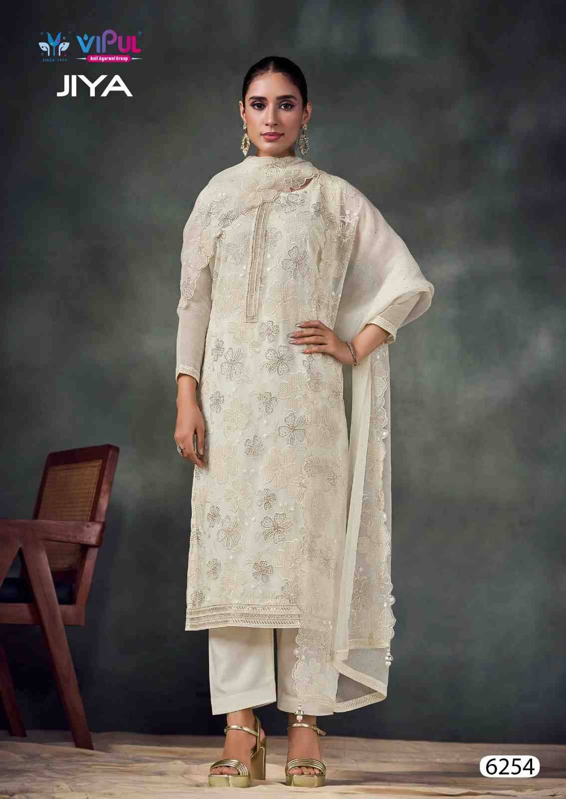 Jiya By Vipul Fashion 6251 To 6256 Series Designer Festive Suits Beautiful Fancy Stylish Colorful Party Wear & Occasional Wear Chiffon Embroidered Dresses At Wholesale Price