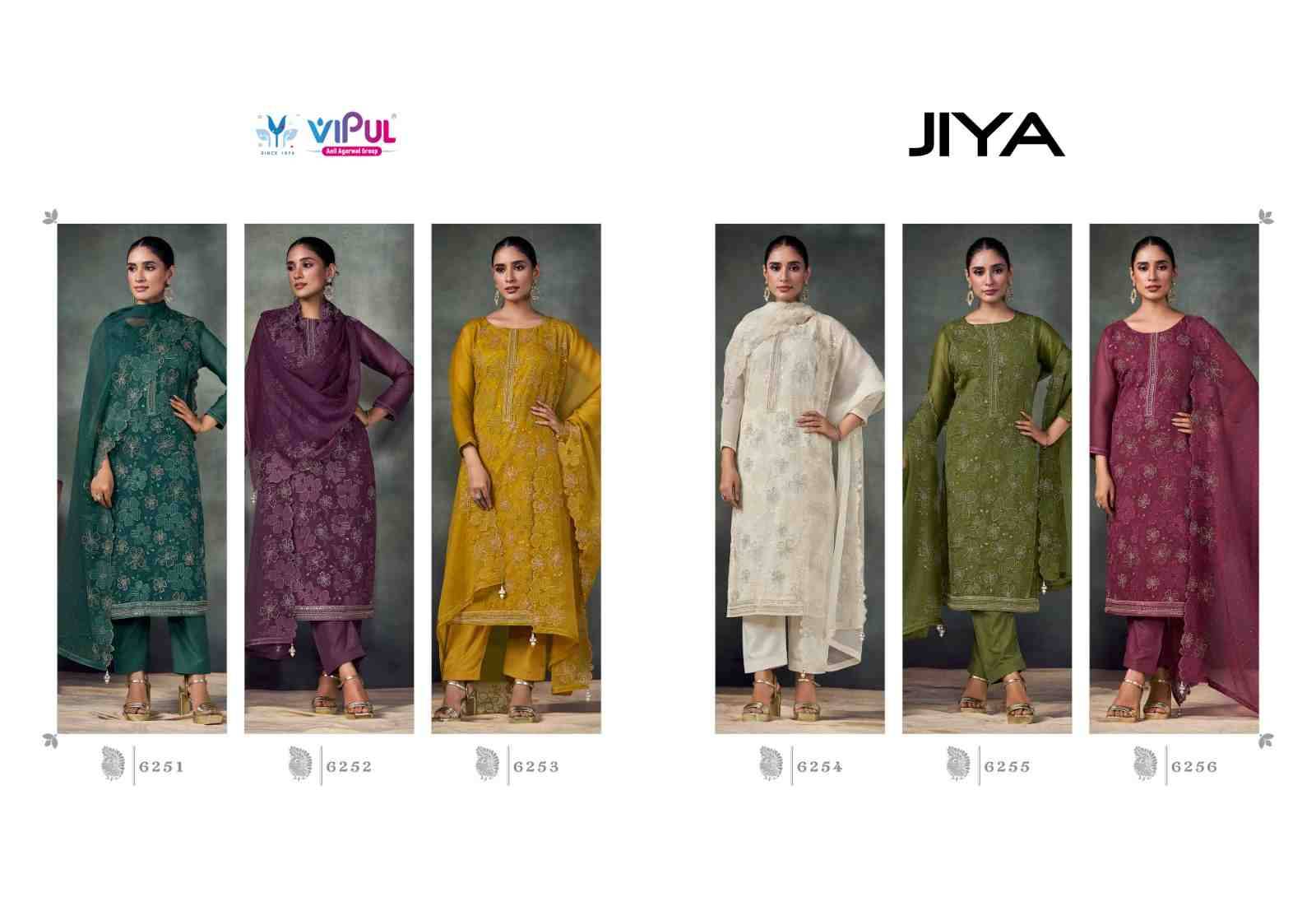 Jiya By Vipul Fashion 6251 To 6256 Series Designer Festive Suits Beautiful Fancy Stylish Colorful Party Wear & Occasional Wear Chiffon Embroidered Dresses At Wholesale Price