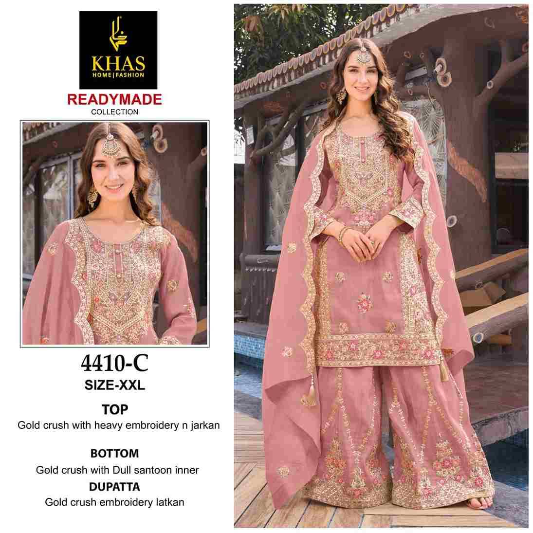 Khas 4410 Colours By Khas 4410-A To 4410-C Series Beautiful Pakistani Suits Colorful Stylish Fancy Casual Wear & Ethnic Wear Gold Crush Embroidered Dresses At Wholesale Price
