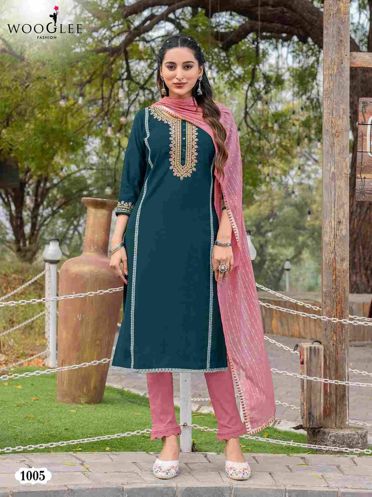 Moksha By Wooglee 1001 To 1005 Series Designer Festive Suits Collection Beautiful Stylish Fancy Colorful Party Wear & Occasional Wear Pure Viscose Silk Dresses At Wholesale Price