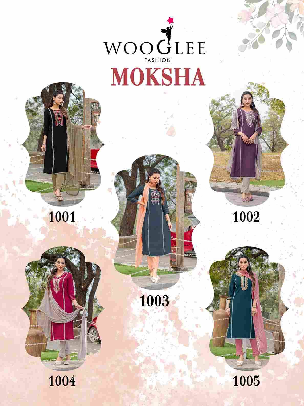 Moksha By Wooglee 1001 To 1005 Series Designer Festive Suits Collection Beautiful Stylish Fancy Colorful Party Wear & Occasional Wear Pure Viscose Silk Dresses At Wholesale Price