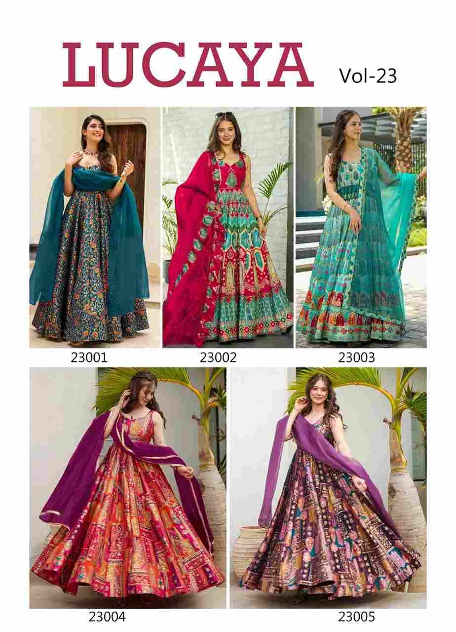 Lucaya Vol-23 By Fashid Wholesale 23001 To 23005 Series Designer Stylish Fancy Colorful Beautiful Party Wear & Ethnic Wear Collection Silk Gowns With Dupatta At Wholesale Price