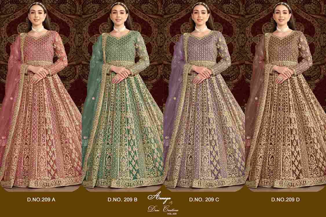 Aanaya Vol-209 By Twisha 209-A To 209-D Series Designer Stylish Fancy Colorful Beautiful Party Wear & Ethnic Wear Collection Net Gowns With Dupatta At Wholesale Price