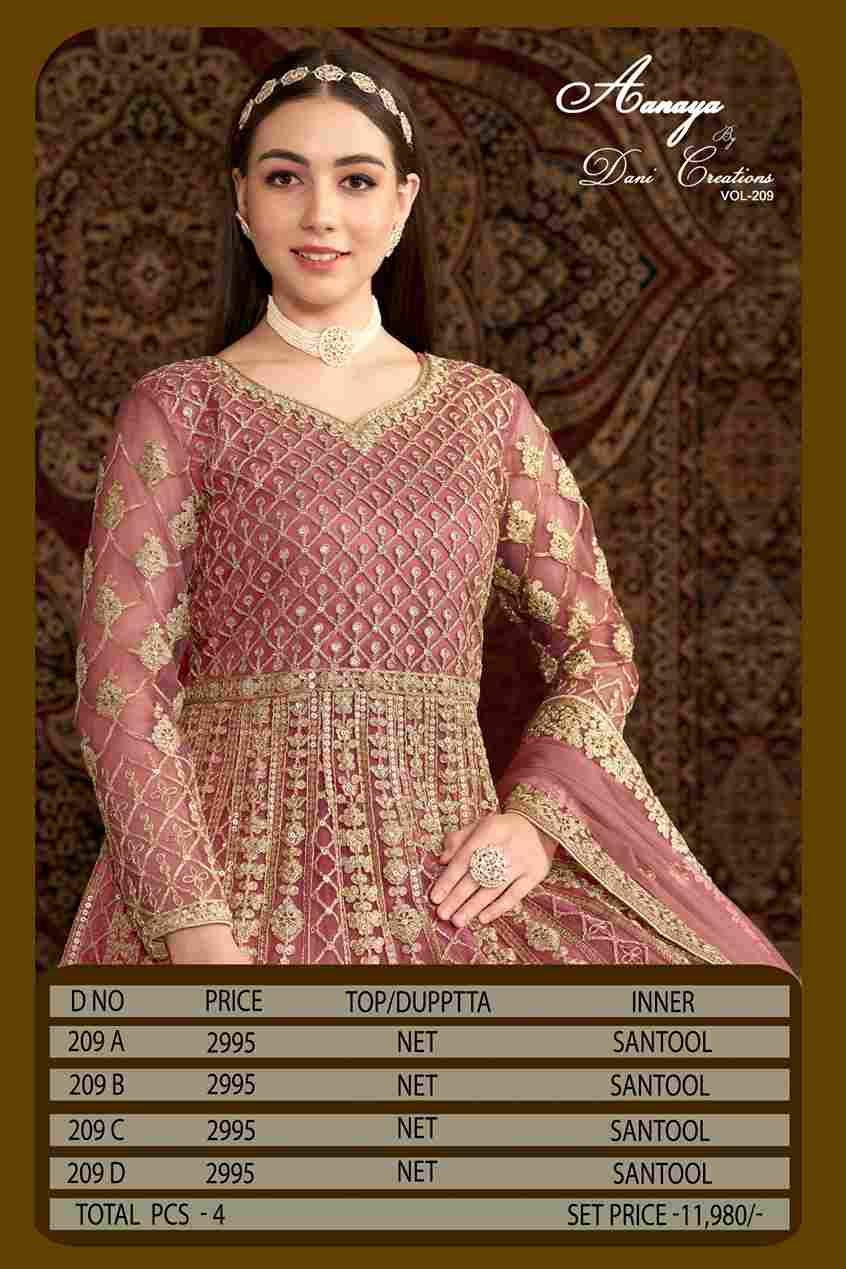 Aanaya Vol-209 By Twisha 209-A To 209-D Series Designer Stylish Fancy Colorful Beautiful Party Wear & Ethnic Wear Collection Net Gowns With Dupatta At Wholesale Price