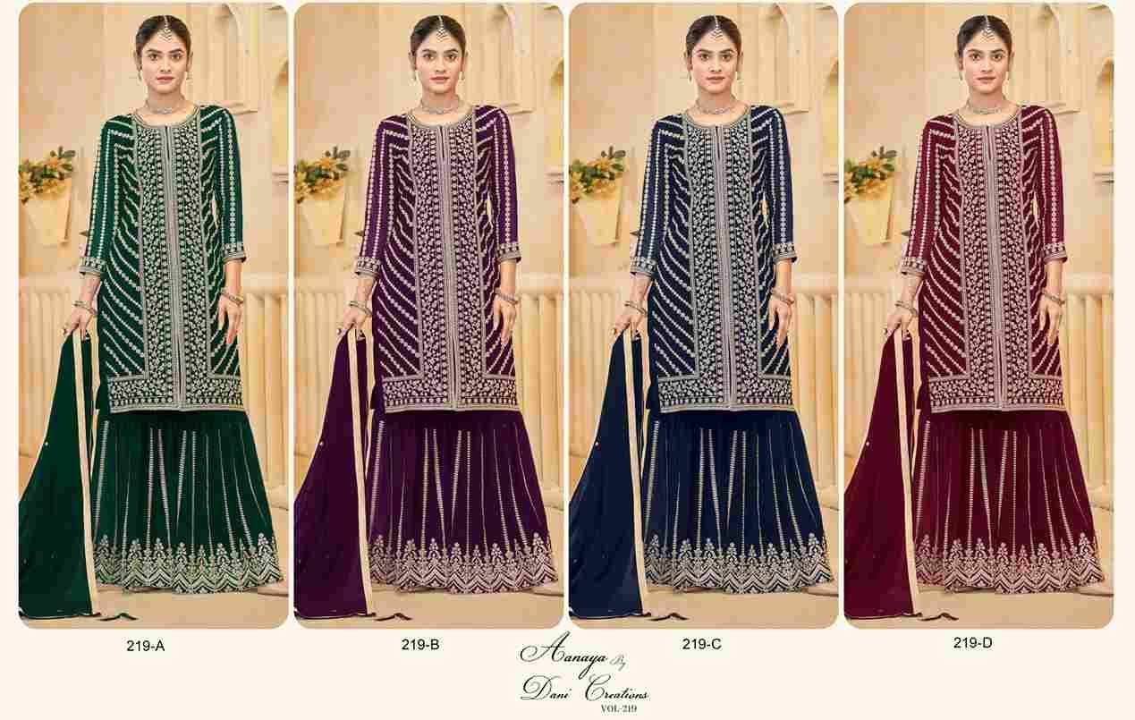 Aanaya Vol-219 By Twisha 219-A To 219-D Series Designer Sharara Suits Collection Beautiful Stylish Fancy Colorful Party Wear & Occasional Wear Faux Georgette Dresses At Wholesale Price
