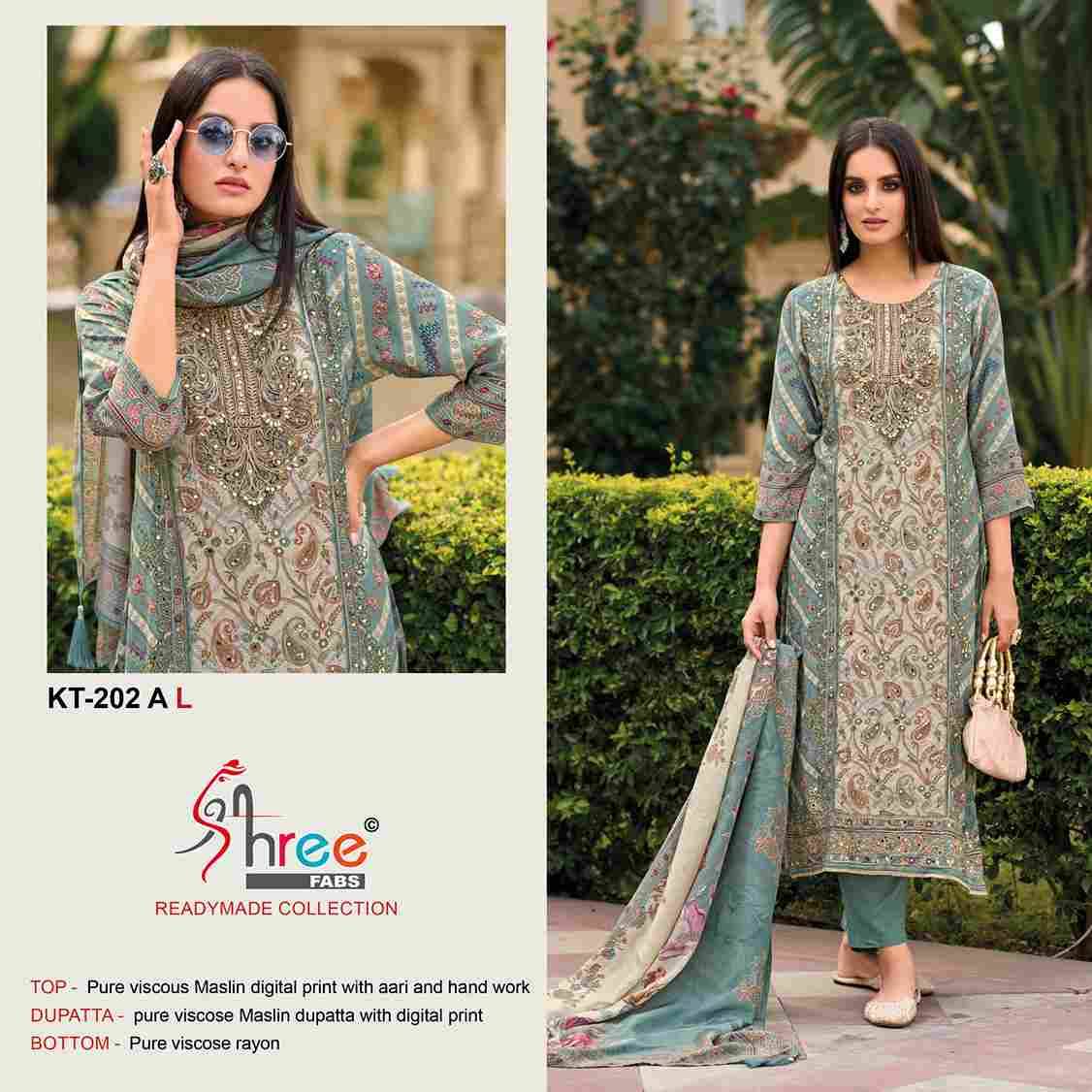 Shree Fabs Hit Design KT-202 Colours By Shree Fabs KT-202-A To KT-202-D Series Designer Pakistani Suits Beautiful Fancy Stylish Colorful Party Wear & Occasional Wear Pure Viscose Muslin Embroidery Dresses At Wholesale Price