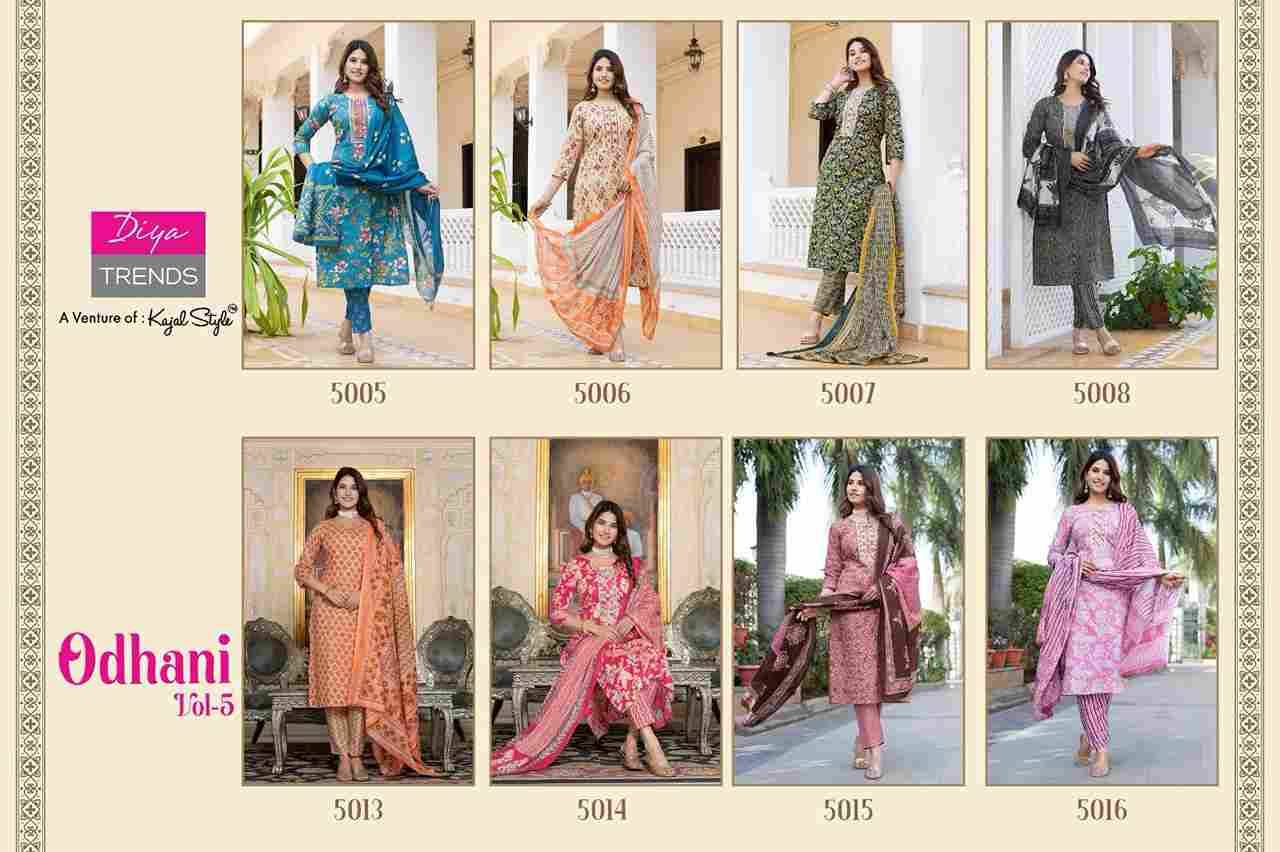 Odhani Vol-5 By Diya Trends 5001 To 5016 Series Beautiful Suits Colorful Stylish Fancy Casual Wear & Ethnic Wear Cotton Print Dresses At Wholesale Price