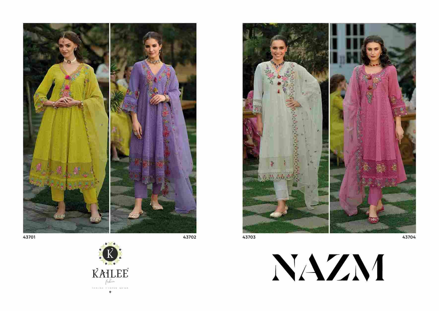 Nazm By Kailee 43701 To 43704 Series Beautiful Stylish Festive Suits Fancy Colorful Casual Wear & Ethnic Wear & Ready To Wear Pure Cotton Dresses At Wholesale Price