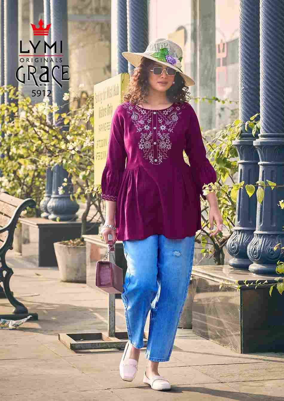 Grace By Lymi Original 5911 To 5914 Series Designer Stylish Fancy Colorful Beautiful Party Wear & Ethnic Wear Collection Viscose Tops At Wholesale Price
