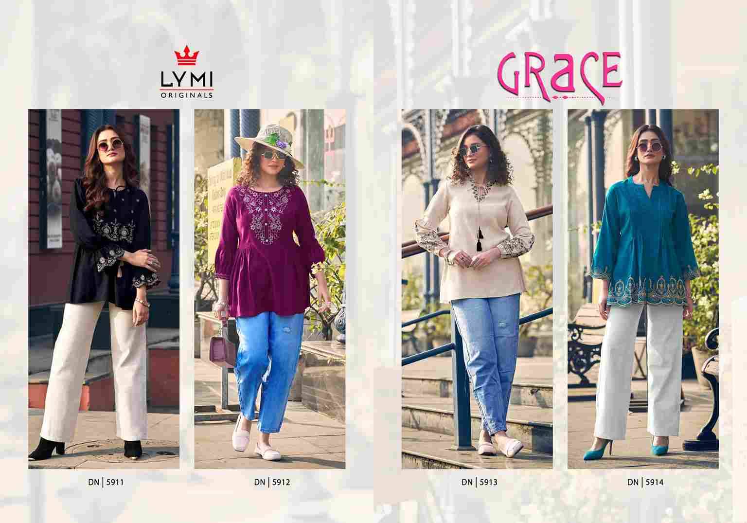 Grace By Lymi Original 5911 To 5914 Series Designer Stylish Fancy Colorful Beautiful Party Wear & Ethnic Wear Collection Viscose Tops At Wholesale Price