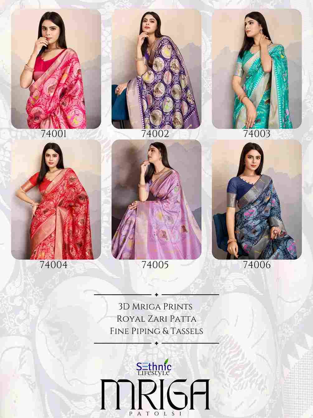 Mriga By Sethnic 74001 To 74006 Series Indian Traditional Wear Collection Beautiful Stylish Fancy Colorful Party Wear & Occasional Wear Dola Satin Sarees At Wholesale Price