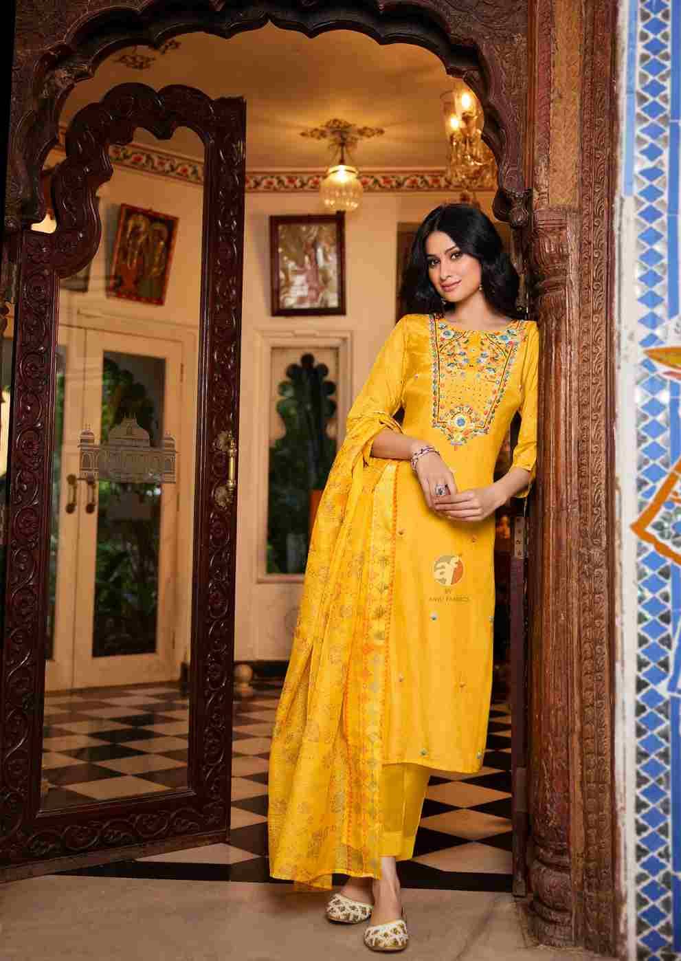 Golden Meadows Vol-4 By Anju Fabrics 4141 To 4146 Series Designer Festive Suits Collection Beautiful Stylish Fancy Colorful Party Wear & Occasional Wear Pure Muslin Dresses At Wholesale Price