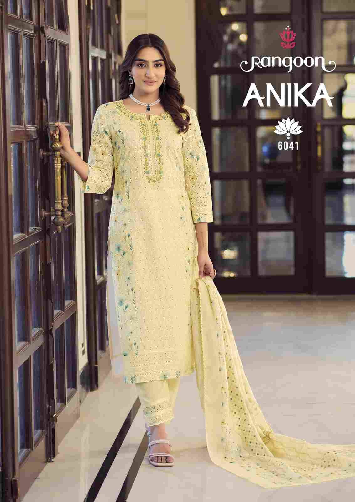 Anika By Rangoon 6041 To 6044 Series Designer Festive Suits Collection Beautiful Stylish Fancy Colorful Party Wear & Occasional Wear Pure Cotton Dresses At Wholesale Price