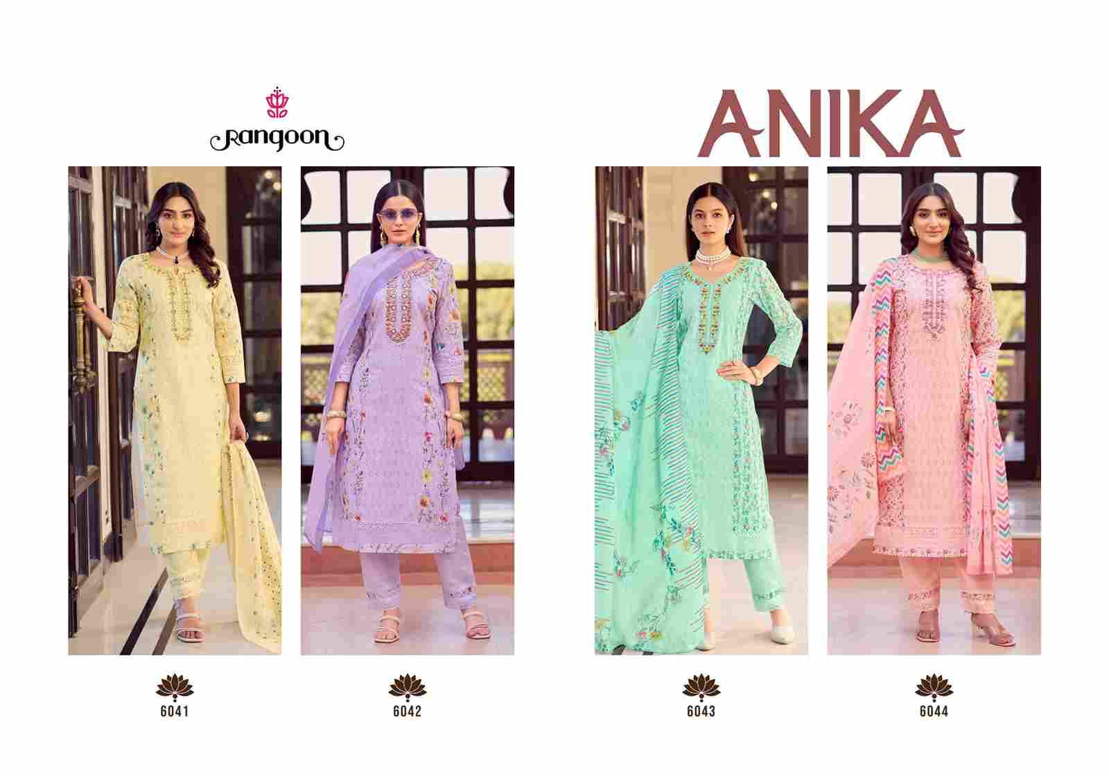 Anika By Rangoon 6041 To 6044 Series Designer Festive Suits Collection Beautiful Stylish Fancy Colorful Party Wear & Occasional Wear Pure Cotton Dresses At Wholesale Price