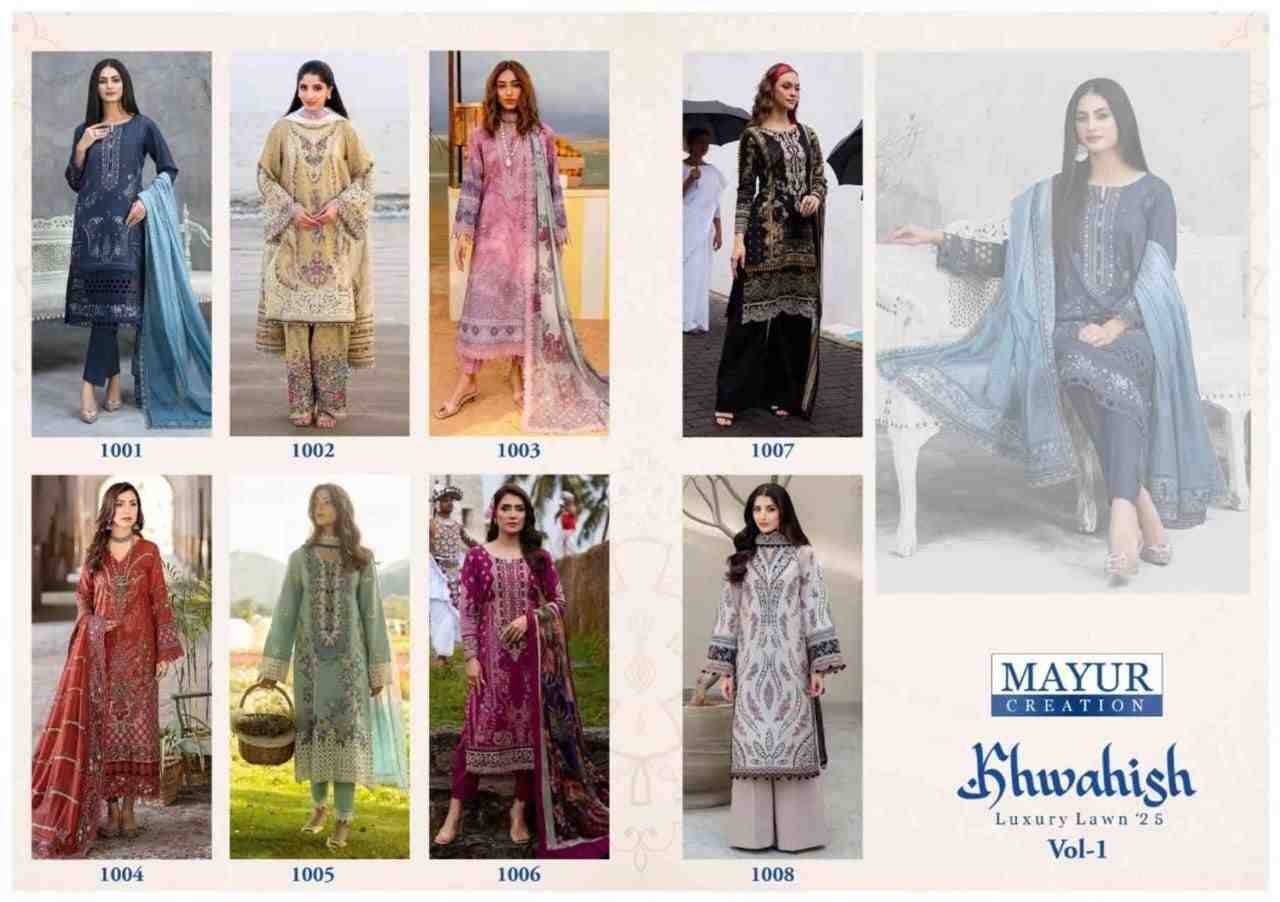 Khwahish Vol-1 By Mayur Creation 1001 To 1008 Series Beautiful Festive Suits Stylish Fancy Colorful Casual Wear & Ethnic Wear Lawn Cotton Print Dresses At Wholesale Price
