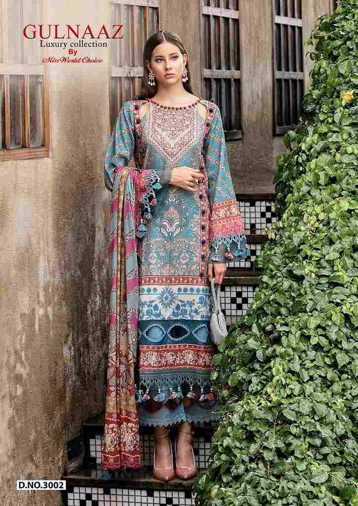 Gulnaaz Vol-3 By Miss World Choice 3001 To 3006 Series Beautiful Festive Suits Colorful Stylish Fancy Casual Wear & Ethnic Wear Pure Cotton Embroidered Dresses At Wholesale Price