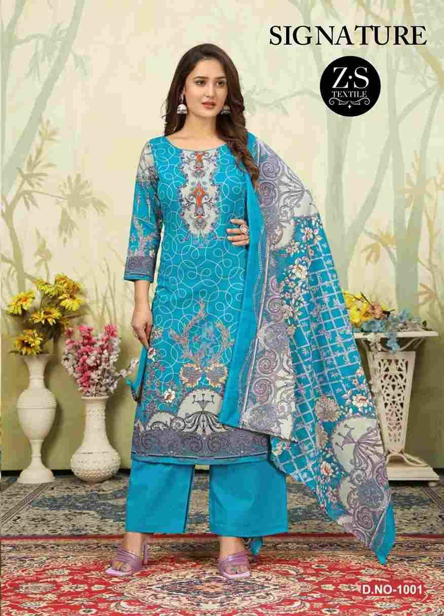 Signature Vol-1 By ZS Textile 1001 To 1008 Series Beautiful Festive Suits Stylish Fancy Colorful Casual Wear & Ethnic Wear Pure Cotton Print Dresses At Wholesale Price