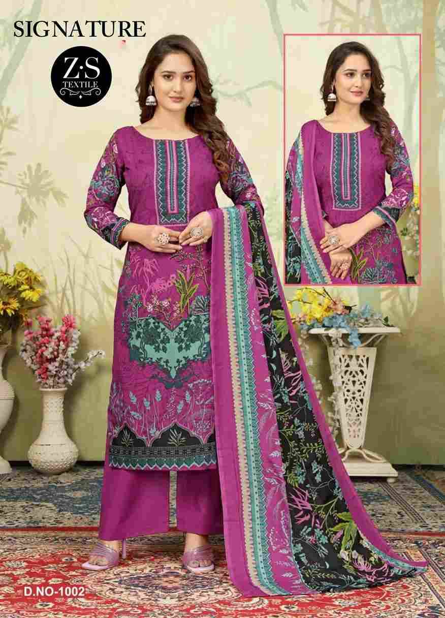 Signature Vol-1 By ZS Textile 1001 To 1008 Series Beautiful Festive Suits Stylish Fancy Colorful Casual Wear & Ethnic Wear Pure Cotton Print Dresses At Wholesale Price