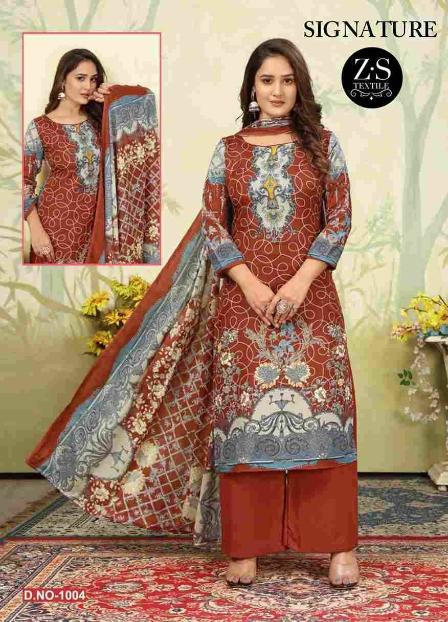 Signature Vol-1 By ZS Textile 1001 To 1008 Series Beautiful Festive Suits Stylish Fancy Colorful Casual Wear & Ethnic Wear Pure Cotton Print Dresses At Wholesale Price