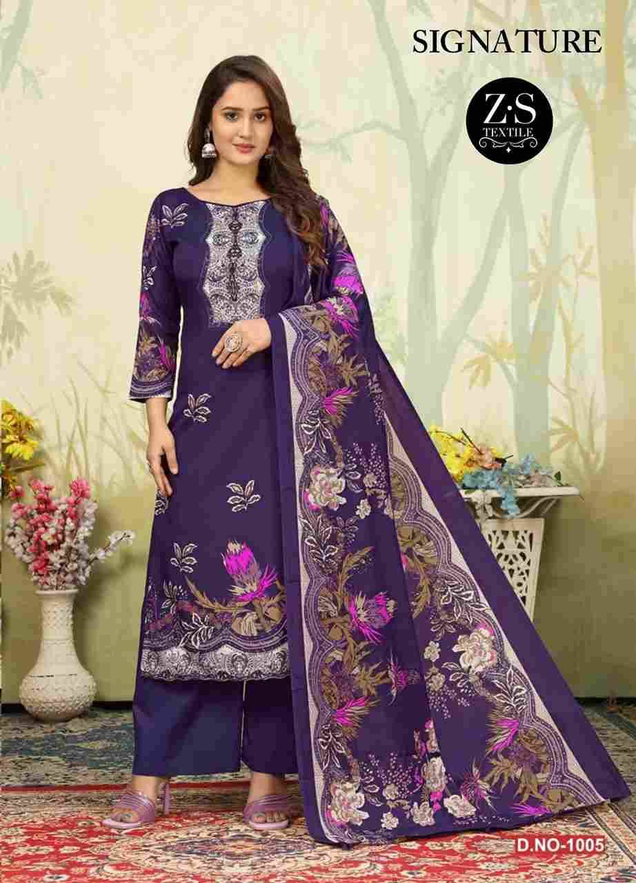 Signature Vol-1 By ZS Textile 1001 To 1008 Series Beautiful Festive Suits Stylish Fancy Colorful Casual Wear & Ethnic Wear Pure Cotton Print Dresses At Wholesale Price