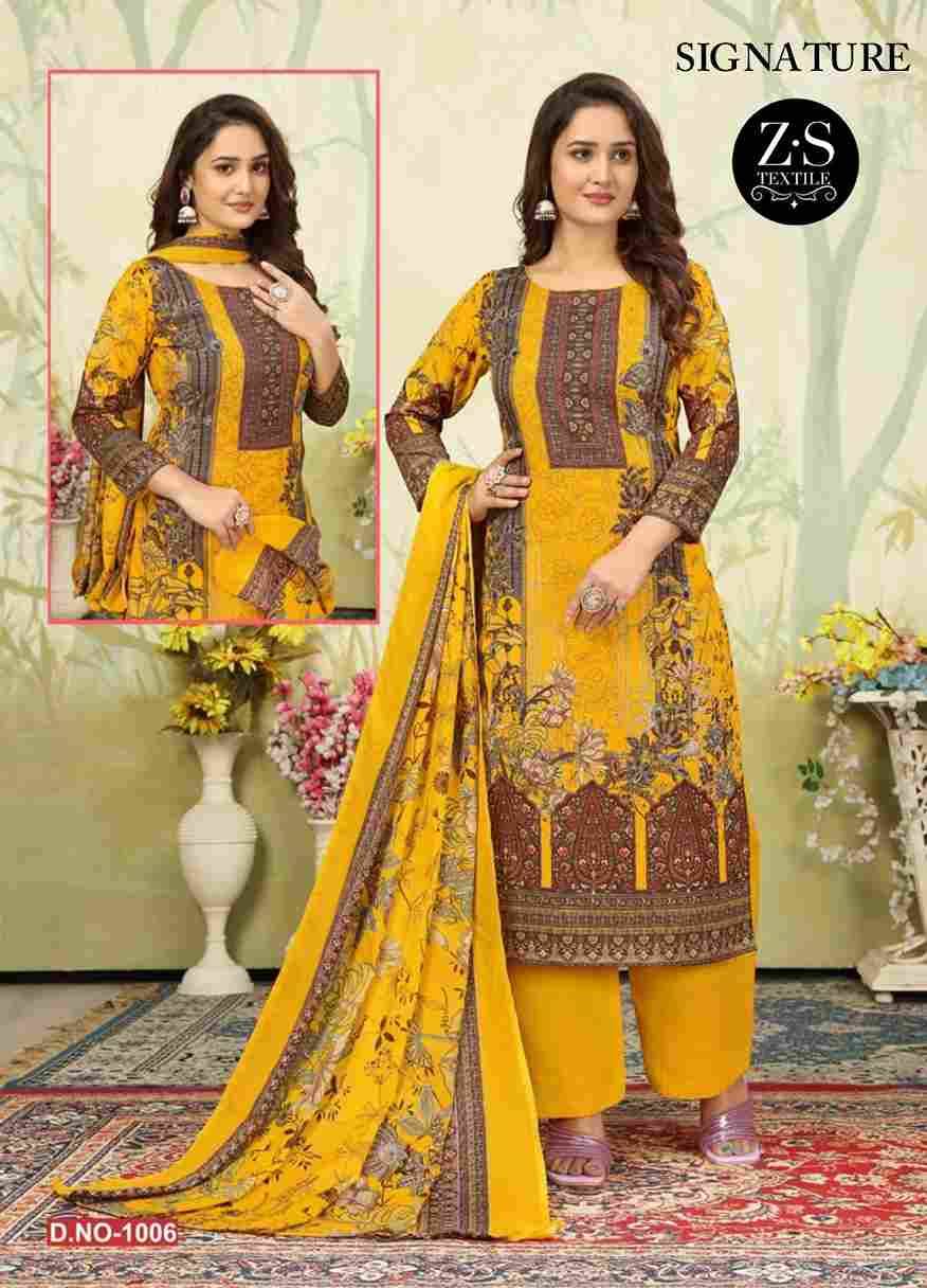 Signature Vol-1 By ZS Textile 1001 To 1008 Series Beautiful Festive Suits Stylish Fancy Colorful Casual Wear & Ethnic Wear Pure Cotton Print Dresses At Wholesale Price