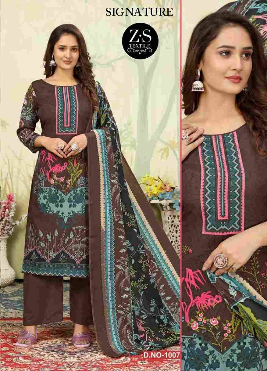 Signature Vol-1 By ZS Textile 1001 To 1008 Series Beautiful Festive Suits Stylish Fancy Colorful Casual Wear & Ethnic Wear Pure Cotton Print Dresses At Wholesale Price