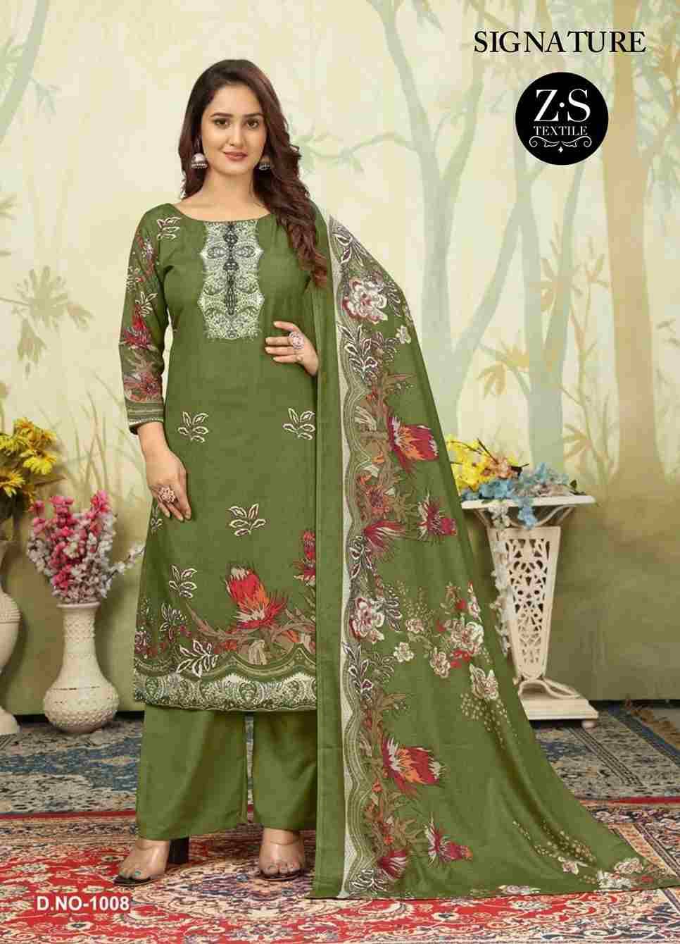 Signature Vol-1 By ZS Textile 1001 To 1008 Series Beautiful Festive Suits Stylish Fancy Colorful Casual Wear & Ethnic Wear Pure Cotton Print Dresses At Wholesale Price
