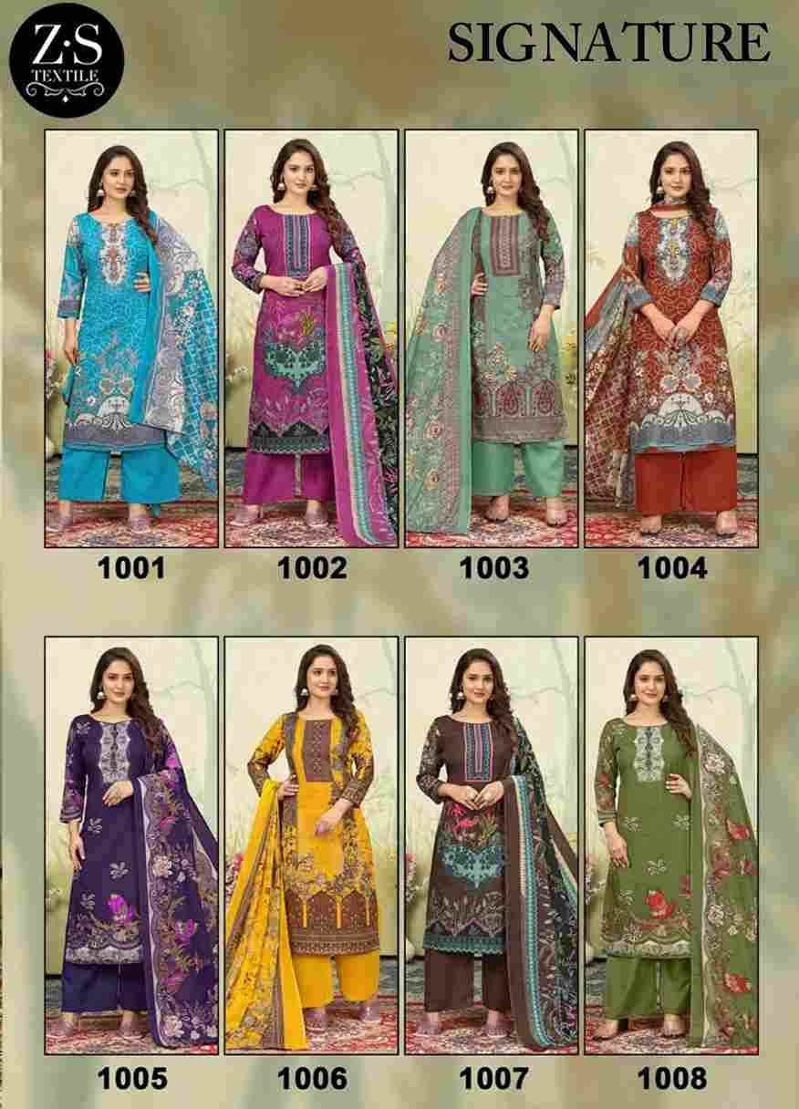 Signature Vol-1 By ZS Textile 1001 To 1008 Series Beautiful Festive Suits Stylish Fancy Colorful Casual Wear & Ethnic Wear Pure Cotton Print Dresses At Wholesale Price