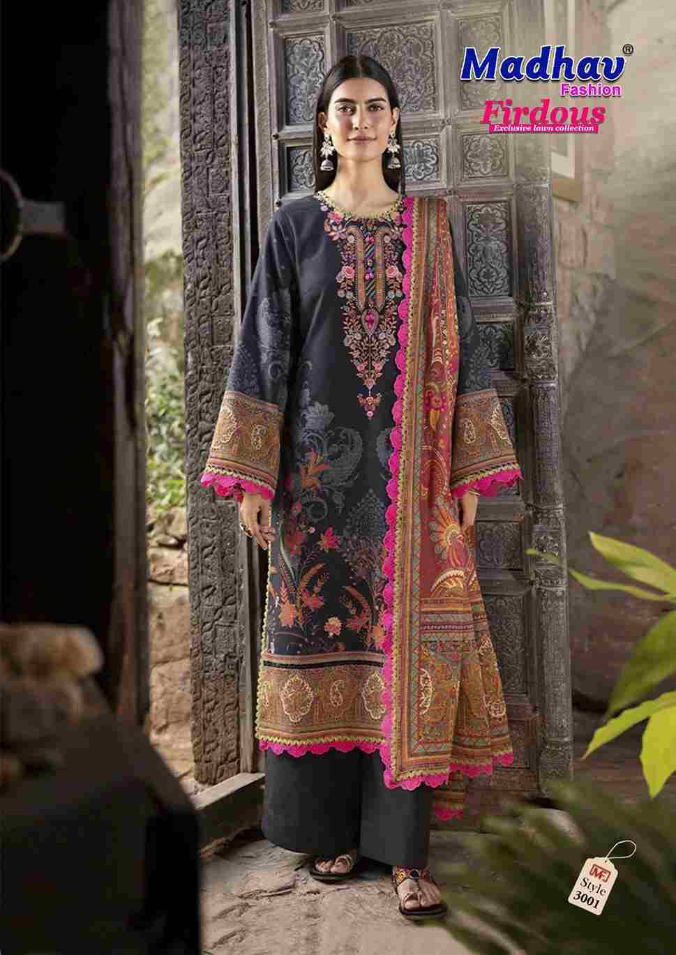 Firdous Vol-3 By Madhav Fashion 3001 To 3006 Series Beautiful Stylish Suits Fancy Colorful Casual Wear & Ethnic Wear & Ready To Wear Pure Lawn Cotton Dresses At Wholesale Price