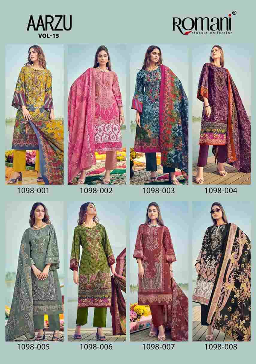 Aarzu Vol-15 By Romani 1098-001 To 1098-008 Series Beautiful Festive Suits Stylish Fancy Colorful Casual Wear & Ethnic Wear Soft Cotton Print Dresses At Wholesale Price