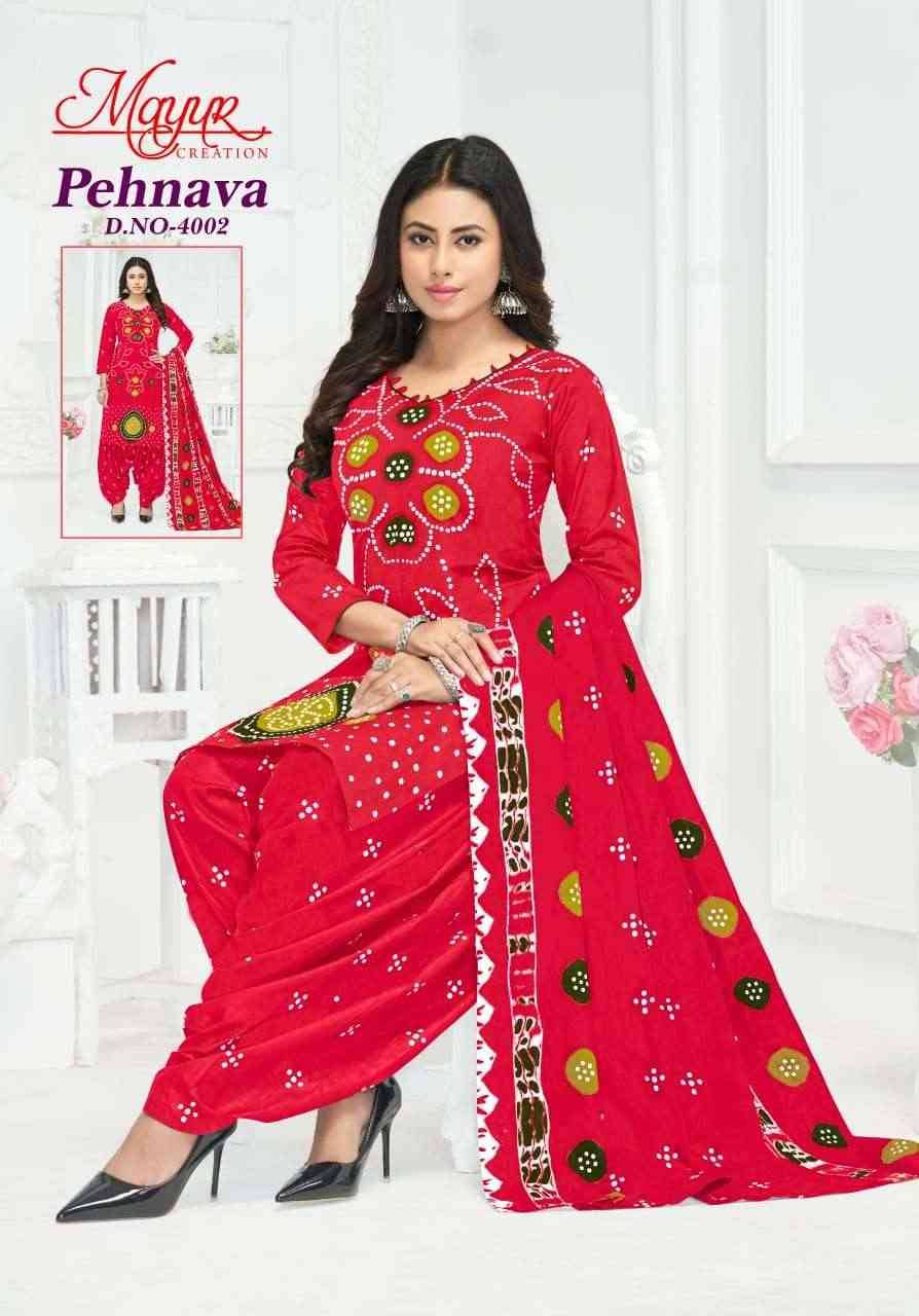 Pehnava Vol-4 By Mayur Creation 4001 To 4010 Series Beautiful Festive Suits Stylish Fancy Colorful Casual Wear & Ethnic Wear Heavy Cotton Print Dresses At Wholesale Price