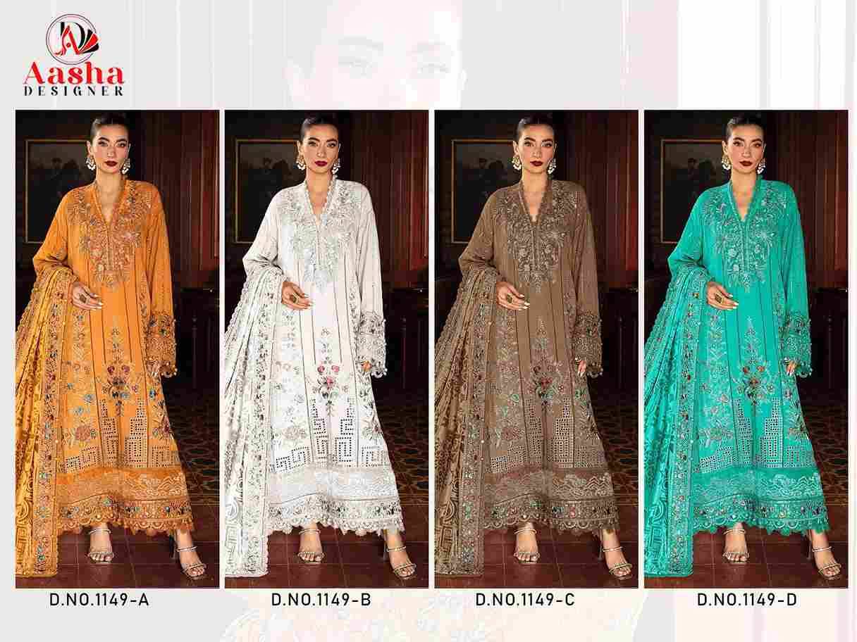 Aasha 1149 Colours By Aasha Designer 1149-A To 1149-D Series Pakistani Suits Beautiful Fancy Colorful Stylish Party Wear & Occasional Wear Heavy Rayon Embroidery Dresses At Wholesale Price