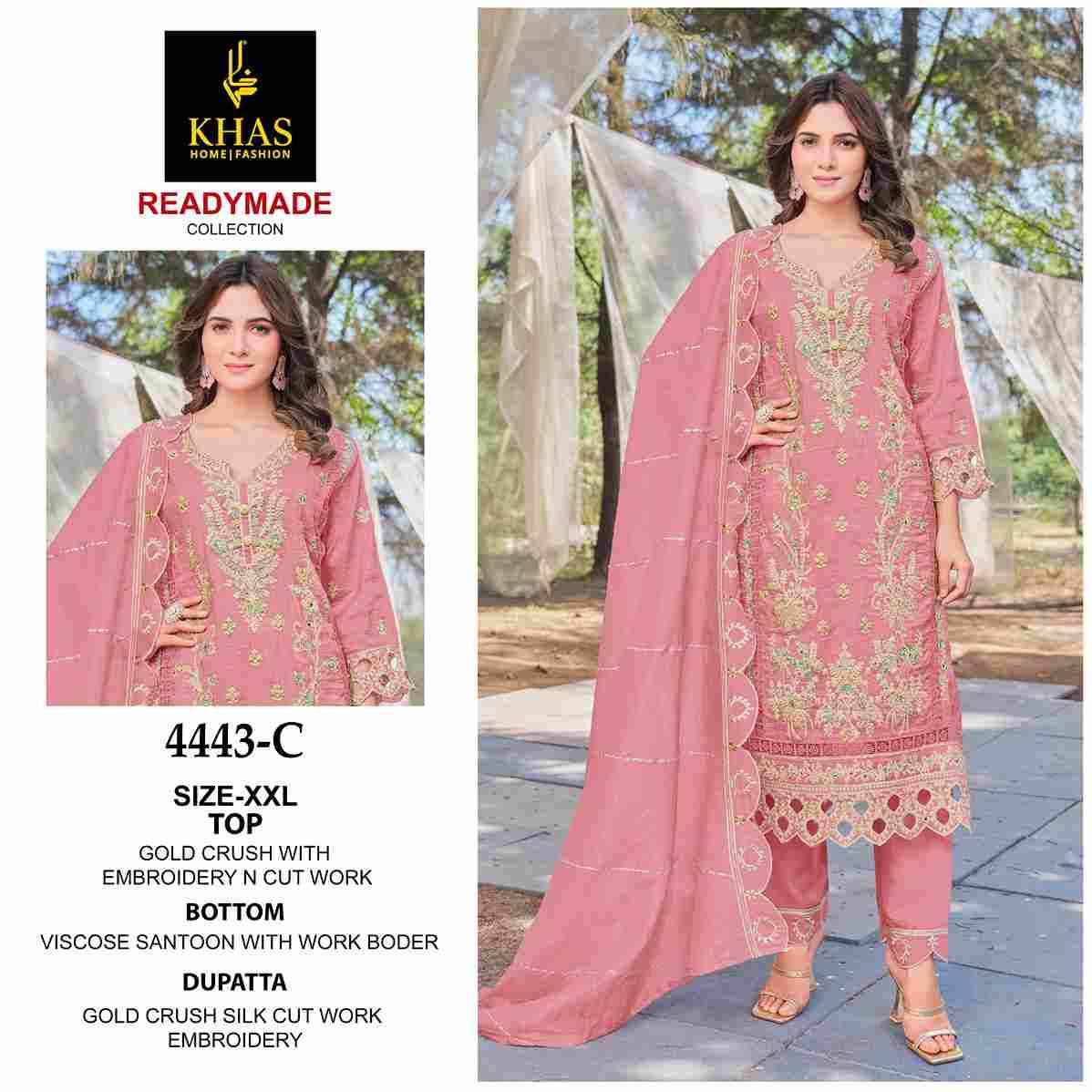 Khas 4443 Colours By Khas 4443-A To 4443-C Series Beautiful Pakistani Suits Colorful Stylish Fancy Casual Wear & Ethnic Wear Gold Crush Embroidered Dresses At Wholesale Price